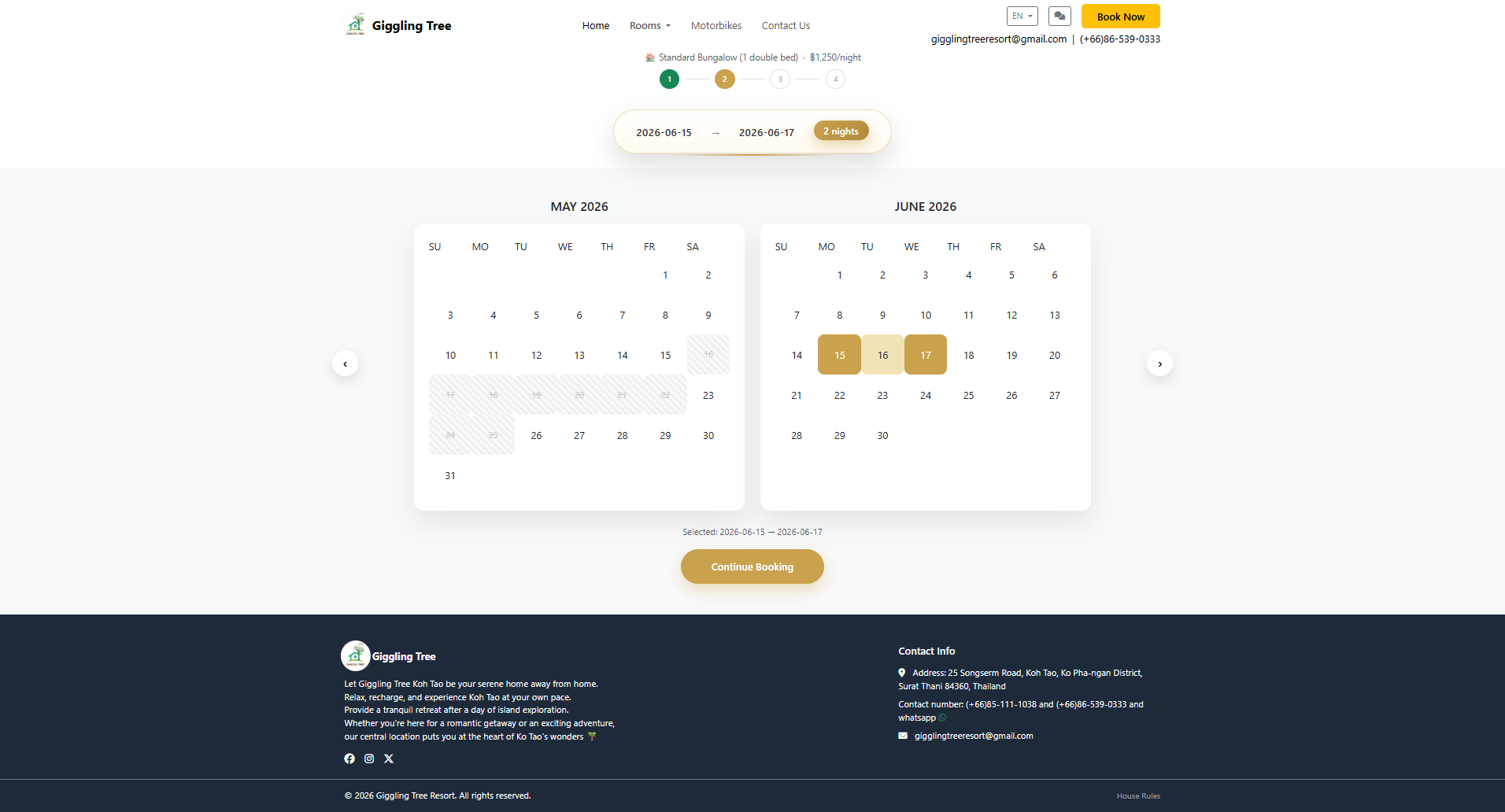 หน้า Select date booking